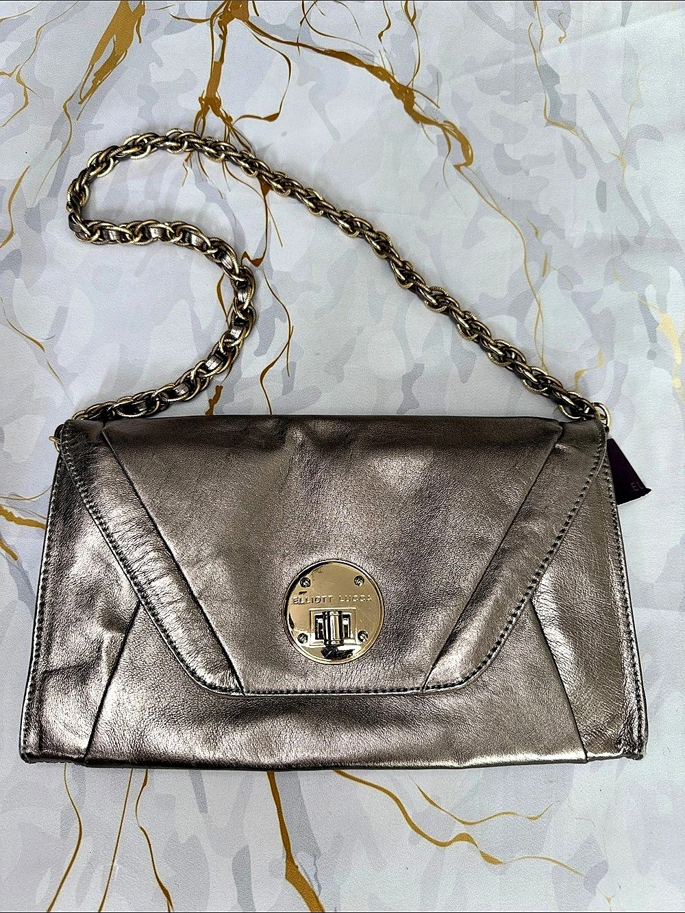 Elliot Lucca Metallic Chain Shoulder Bag in Gray